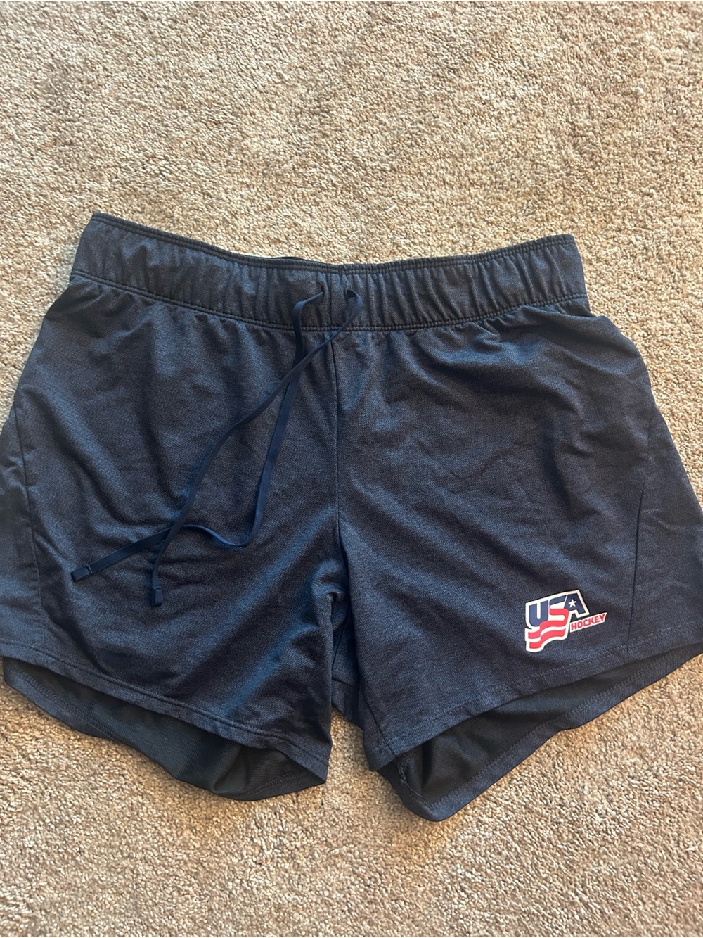Nike Navy Women’s Athletic Shorts with USA Hockey Logo
